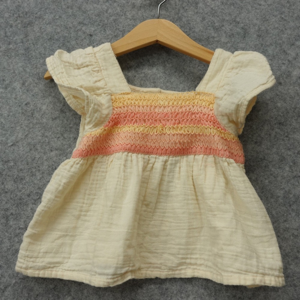 Babydoll Peasant Top Baby Girls 18M Ecru Cream Crochet Gauze French VERTBAUDET